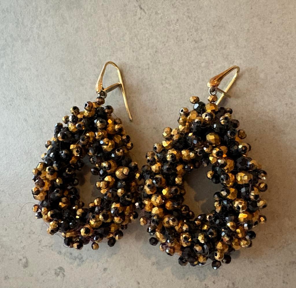 Lott Gioielli Oorbellen - Bijenkorf zwart-goud, Met kristal, Overige materialen, Hangers, Zwart