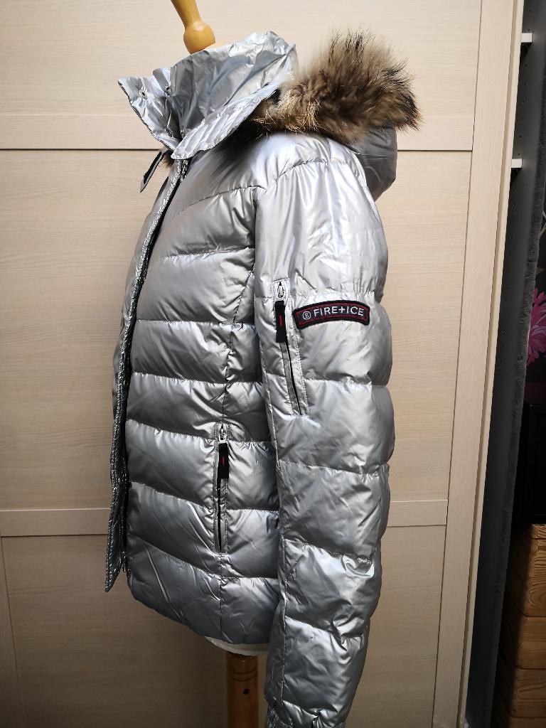 BOGNER zilveren ski winterjas dons mt 40, Kleding | Dames, Jassen | Winter, Maat 38/40 (M), Overige kleuren, Bogner, Ophalen of Verzenden