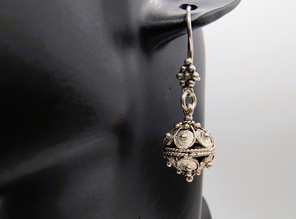 Vintage zilveren oorbellen, filigrain zilver, 925, Hangers, Info@zilverwebsite.nl, Verzenden, Zo goed als nieuw