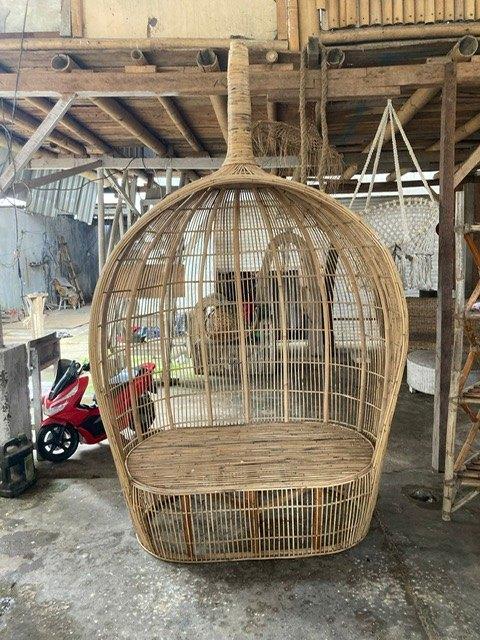 Bamboe lounge bank, 2 zitplaatsen, Rotan, 4301rp, Nieuw