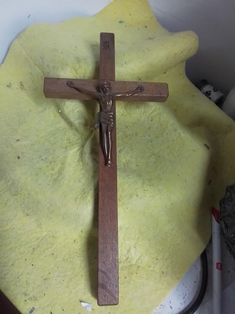 14683) mooi oud kruisbeeld  37x18cm, Ophalen of Verzenden, Zo goed als nieuw