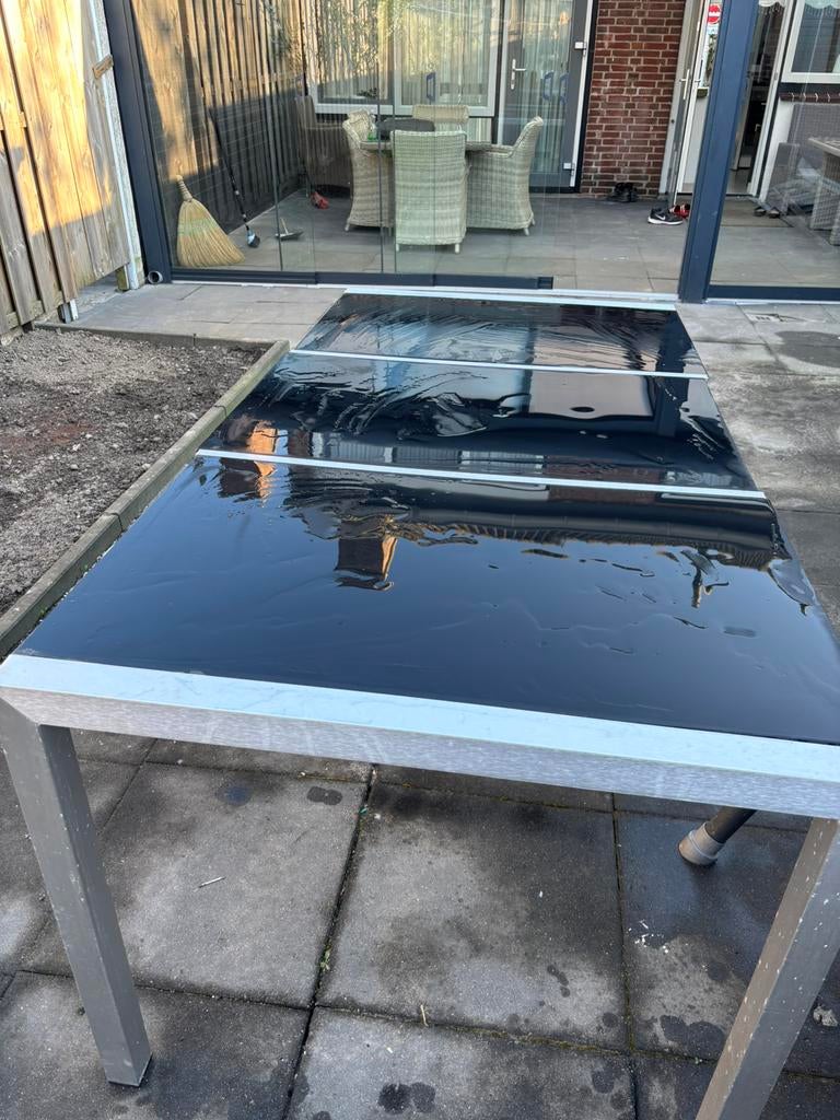 Aluminyum tuintafel, Sport en Fitness, Tafeltennis, Ophalen of Verzenden, Zo goed als nieuw, Net, Batje(s) of Balletje(s)