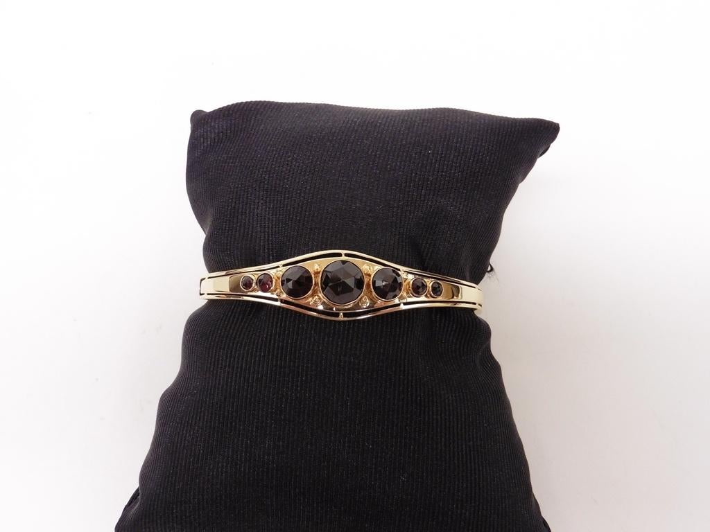 Gouden slavenarmband met granaat                         G27, Sieraden, Tassen en Uiterlijk, Armbanden, Gebruikt, Goud, Overige kleuren