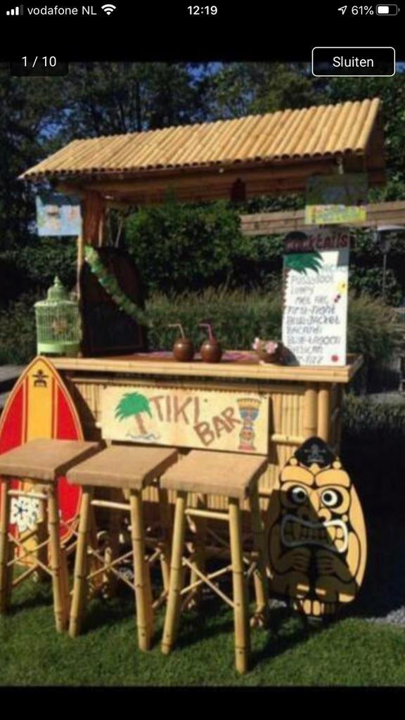 Bamboe tikibar te huur € 80,- Hawaii bar huren - tropicalbar, Ophalen, Zo goed als nieuw, Overige