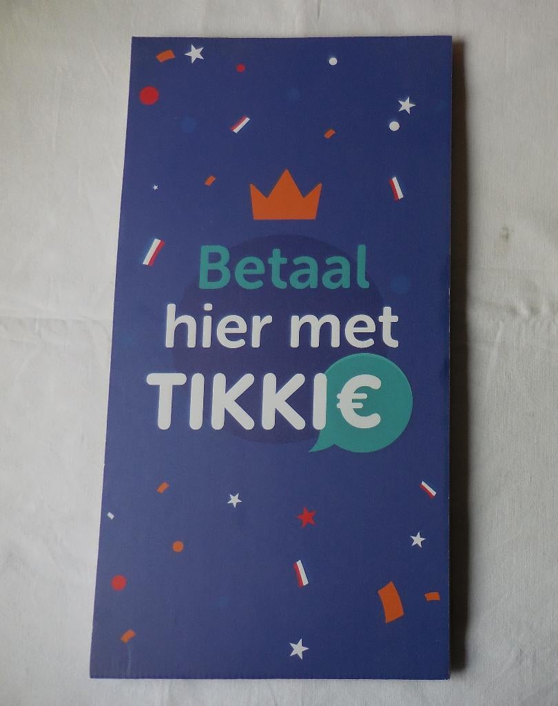 ‘Betaal hier met Tikkie’ kaart voor op Koningsdag, Hobby en Vrije tijd, Overige Hobby en Vrije tijd, Ophalen, Gebruikt
