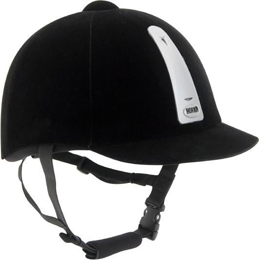 Zwart fluwelen Horka Hawk cap maat 52 53 55 56 57 59 60 61, Dieren en Toebehoren, Paardrijkleding, Nieuw, Dames, Heren, Kinderen