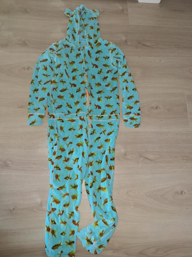 Badstof onesie met vissen maat 164, Ophalen of Verzenden, Zo goed als nieuw, Claesens, Jongen of Meisje