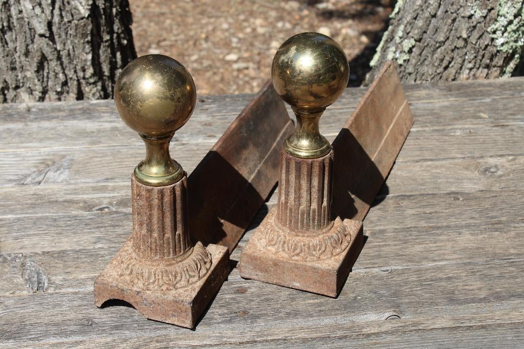 Brocante - Setje lage oude haardbokken!, Ophalen of Verzenden, Gebruikt, Metaal, Brocante