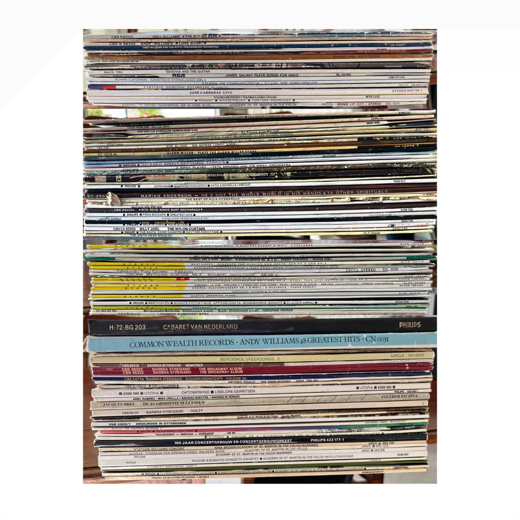 100 LP’s (vinyl) uit 1960–2000, Cd's en Dvd's, Ophalen, Gebruikt, Inclusief poster, 12 inch