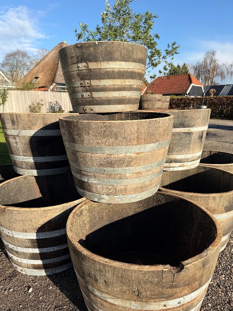 Bloembak | grote ronde Plantenbak | halve ton olijfboom vat, Ophalen, Rond, Balkon, Hout