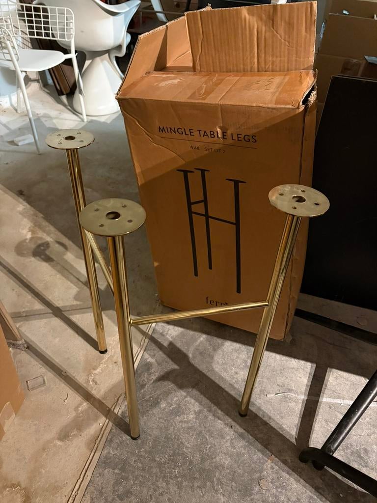 2x gouden ferm mingle tafelpoten w48, Ophalen of Verzenden, Zo goed als nieuw