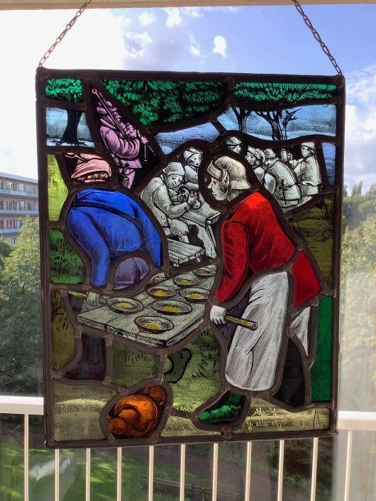 De Boerenbruiloft vintage glas-in-lood raamhanger, Ophalen