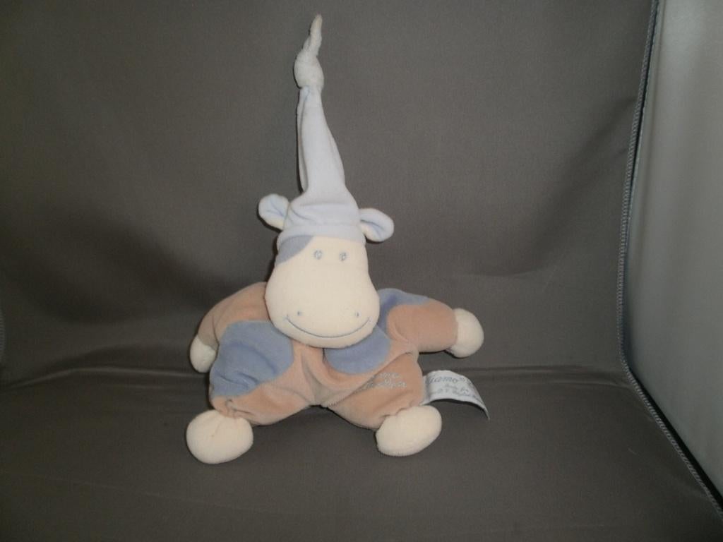 tiamo koe/nijlpaard met puntmuts gevlekt bruin blauw Clara, Ophalen of Verzenden, Zo goed als nieuw, Overige typen