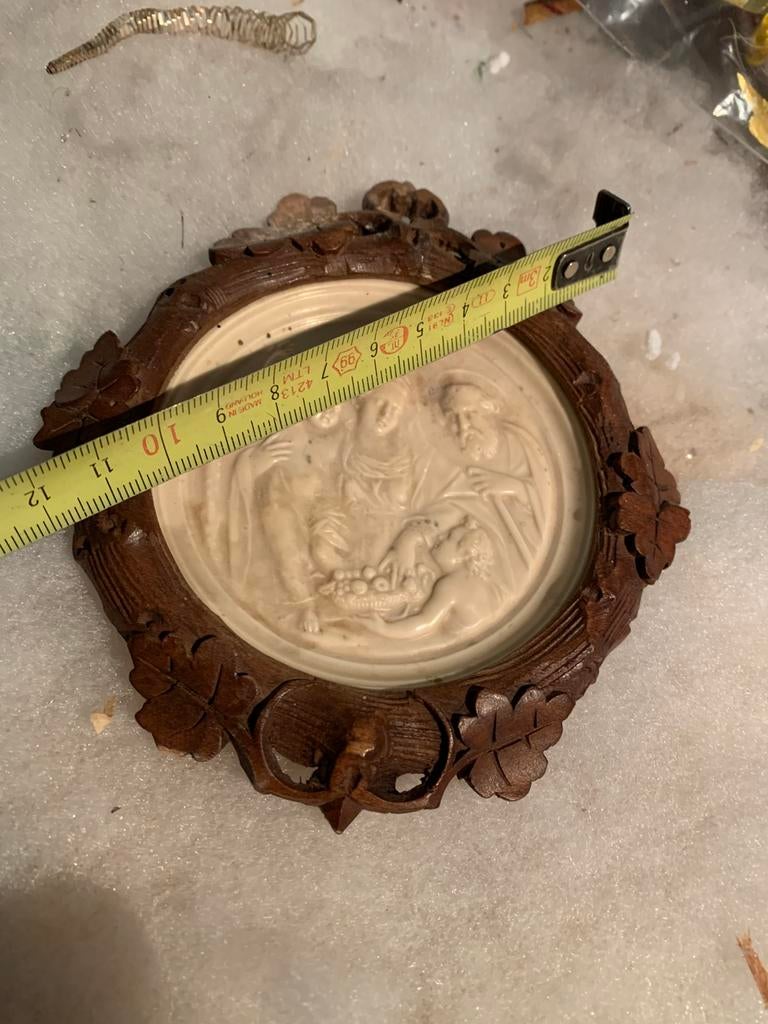 Antiek Religieus Kader met Voorstelling Heilige Familie, Ophalen of Verzenden