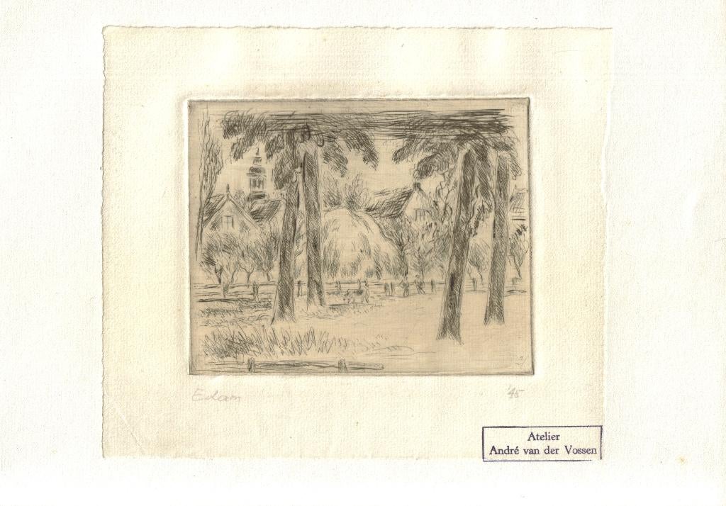 André van der Vossen droge naald "Edam",1945, atelierstempel, Ophalen