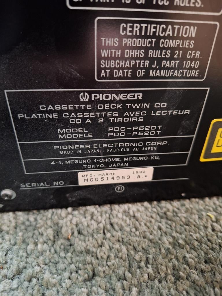 Pioneer versterker p520t., Ophalen