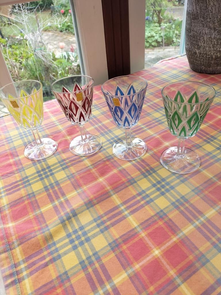 4 kleine wijnglazen France, Antiek en Kunst, Antiek | Glas en Kristal, Ophalen of Verzenden