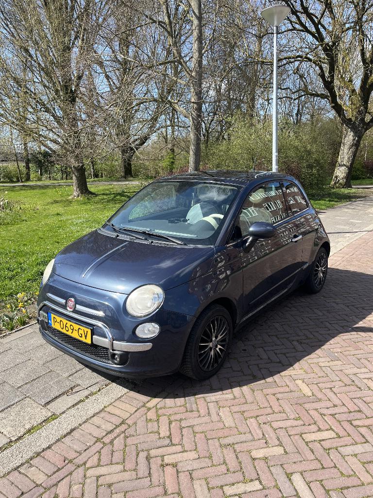 Fiat 500 1.2 C 2008 Blauw met airco. NIEUWE APK., Auto's, Voorwielaandrijving, Parkeersensor, Stof, 4 cilinders