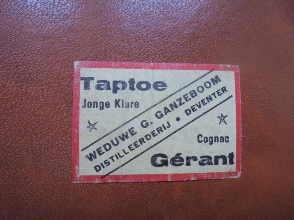 Oud lucifermerk Weduwe G. Ganzeboom Distilleerderij DEVENTER, Ophalen of Verzenden, Zo goed als nieuw, Luciferdoosjes of -merken