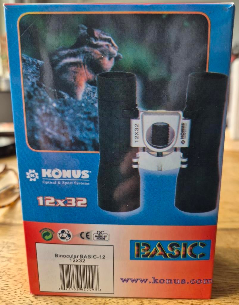Konus Basic 12x32 Verrekijker - Nieuw in Doos, Ophalen of Verzenden, Nieuw, 12 tot 20x, Dakkant (recht)