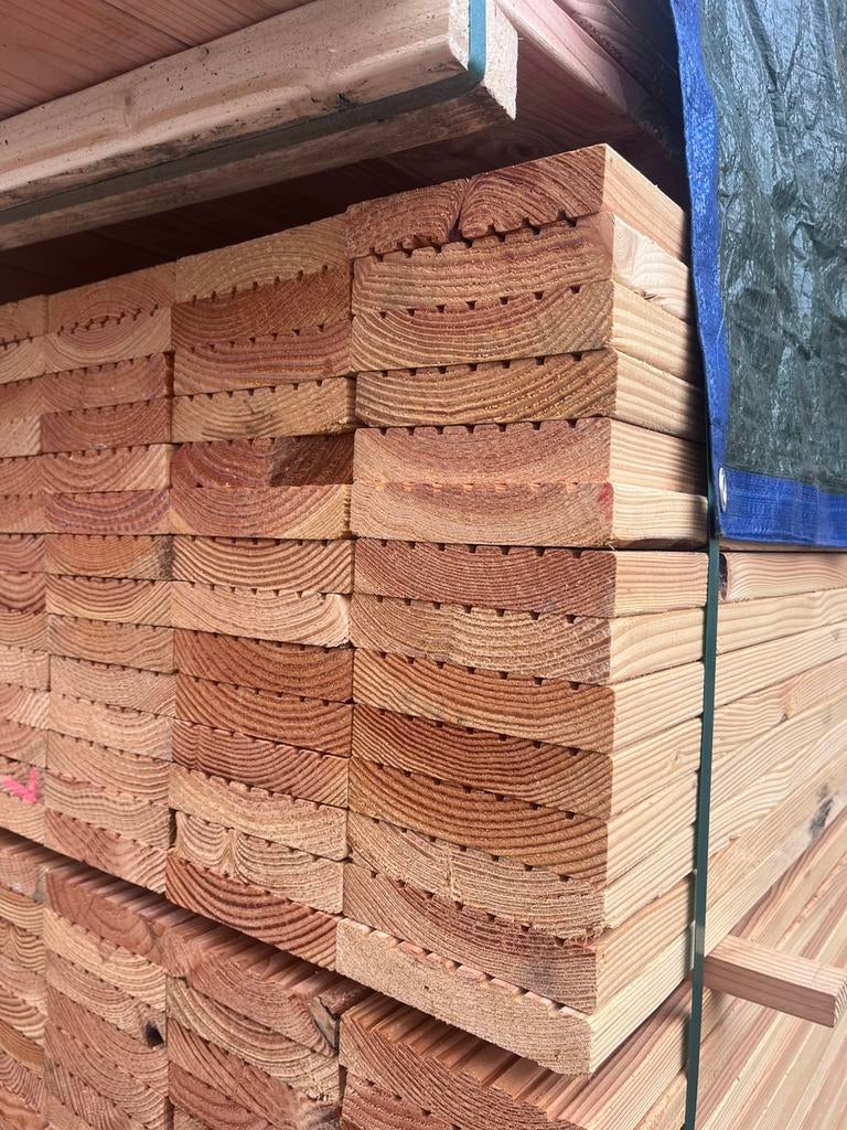 Douglas vlonderplanken 4 m €4,- pm, Ophalen, Zo goed als nieuw, 250 cm of meer, Planken