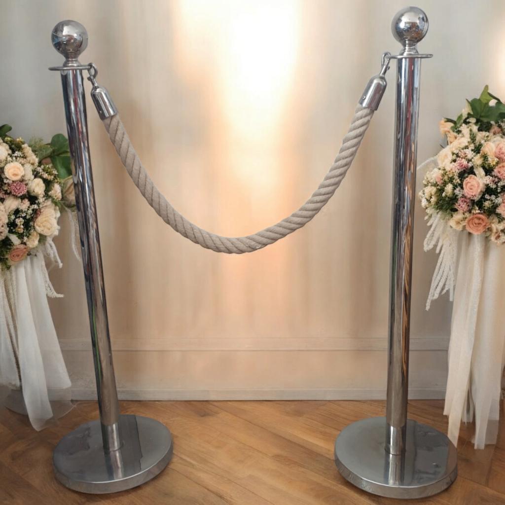 Zware zilverkleurige afzetpalen met touw gala feest etc 0304, Ophalen, Gebruikt, -, -