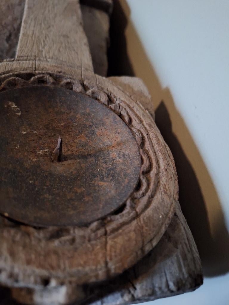 Massief oud houten sober ornament XXL Aura Peeperkorn, Ophalen of Verzenden, Hout, Minder dan 25 cm