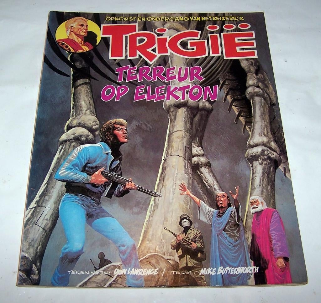 Trigië- Terreur op Elekton. 1979. Izgs., Ophalen of Verzenden, Zo goed als nieuw, Don Lawrence, Mike Butterworth, Eén stripboek