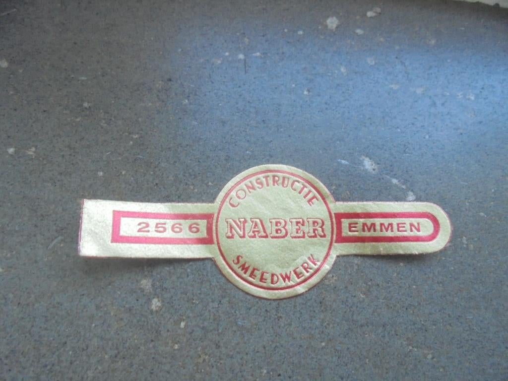 Oude sigarenband NABER Constructie / Smeedwerk in EMMEN, Verzamelen, Ophalen of Verzenden, Zo goed als nieuw, Sigarenbandjes