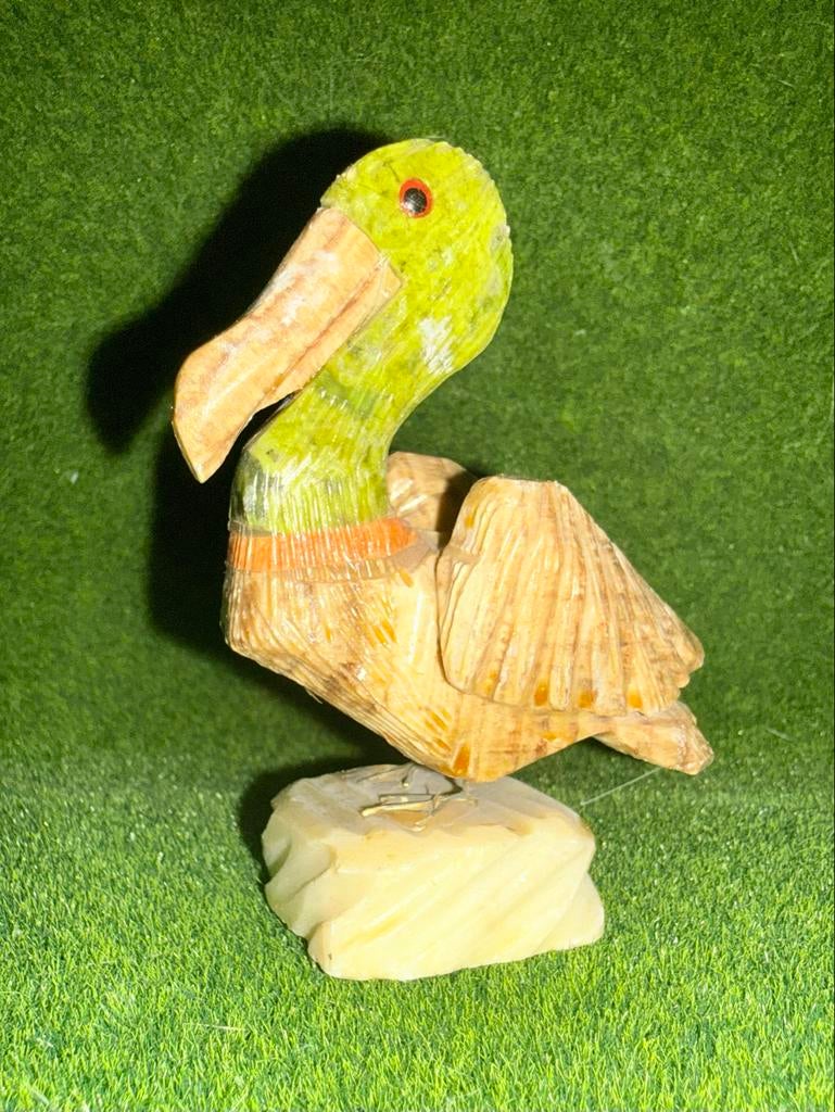 Exclusieve Handgesneden Pelikaan van Jaspis, Serpentijn & Ca, Ophalen of Verzenden