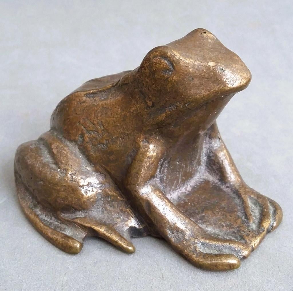 Jaren 60 - 70 Massief Brons Bronzen Kikker Beeld Sculptuur, Antiek en Kunst, Antiek | Koper en Brons, Ophalen of Verzenden, Brons