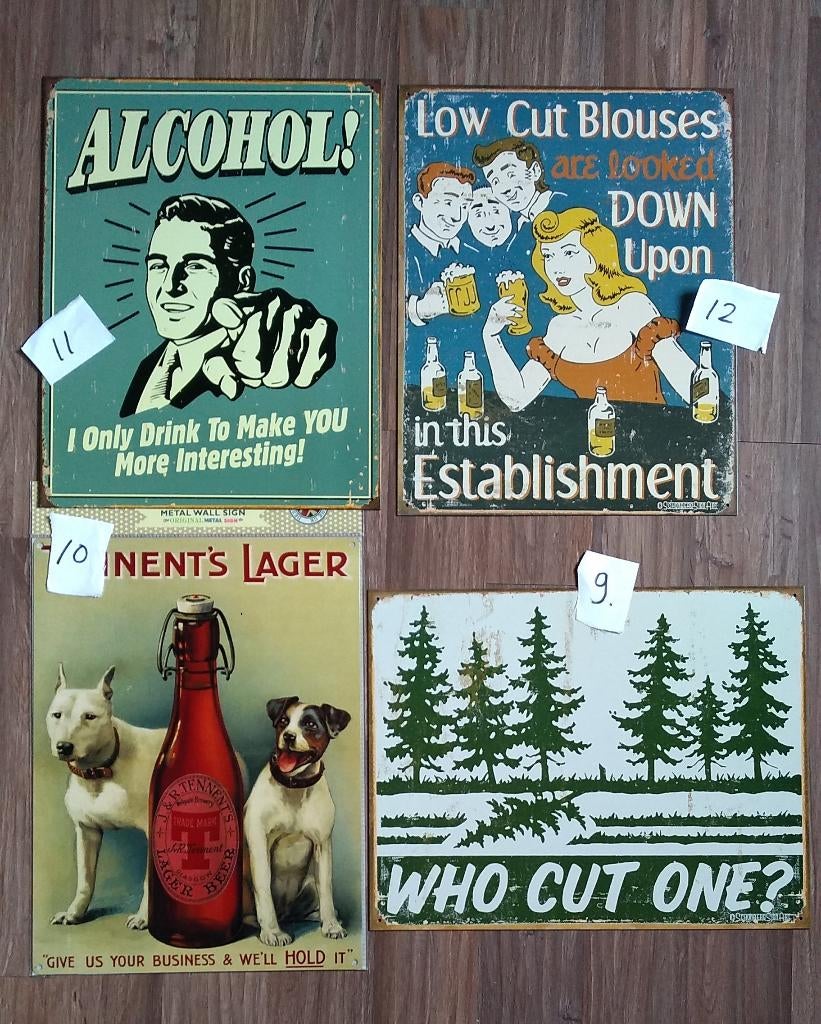 12x metalen wandborden voor mancave, buitenkeuken, cafe., Ophalen of Verzenden, Nieuw