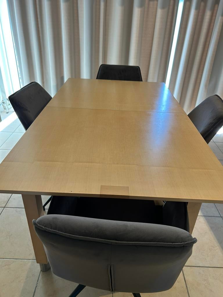 Design Eettafel, 74 h x 90 b x 160 l; uitschuifbaar 208 l, Ophalen, Gebruikt, 200 cm of meer, 50 tot 100 cm