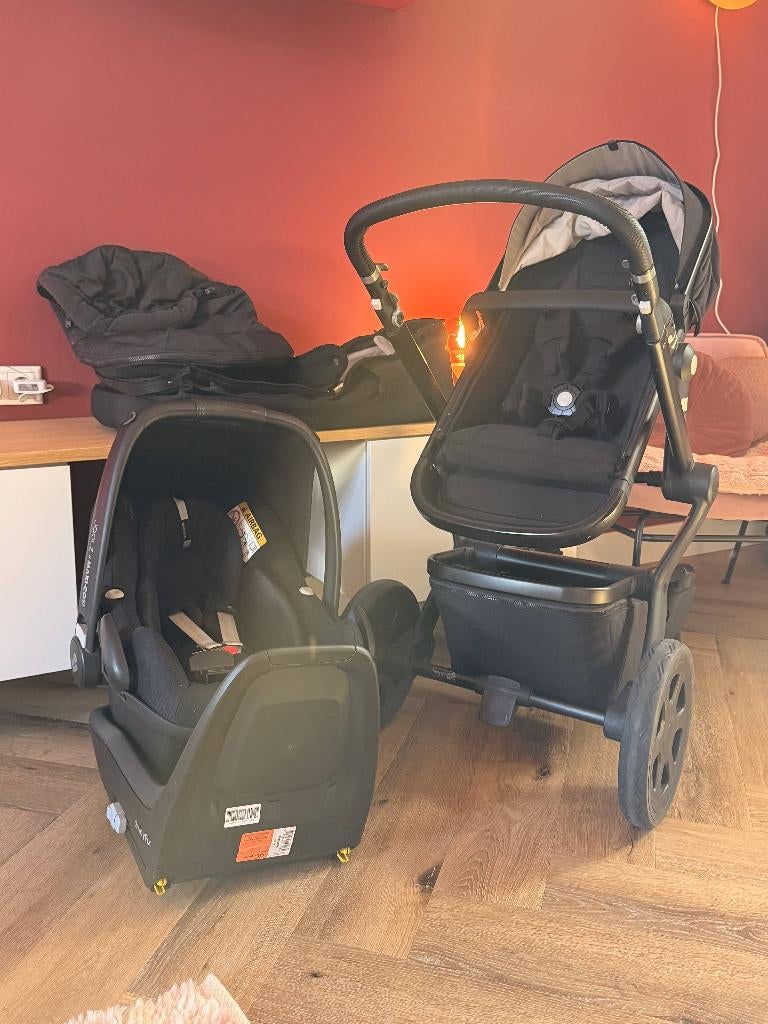 Joolz Day 3 zwart complete set met Maxi-Cosi, Kinderen en Baby's, Kinderwagens en Combinaties, Gebruikt, Verstelbare duwstang
