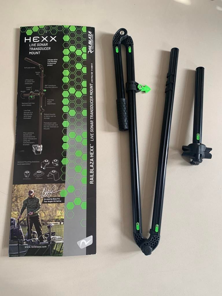 Livescope transducerstang RAILBLAZA HEXX  POLE 60 + draagtas, Watersport en Boten, Hengelsport | Roofvissen, Ophalen of Verzenden