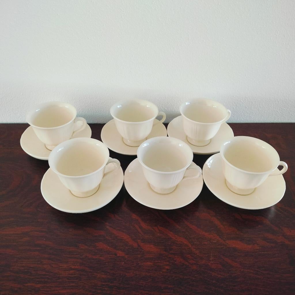 Wedgwood Queens Shape – set van 6 koffiekopjes met schotels, Ophalen, Zo goed als nieuw, Wedgwood, Kop(pen) en/of Schotel(s)