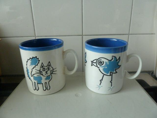Just Mugs - Vogels, Poezen, Muizen, Dog, Olifant, Huis en Inrichting, Keuken | Servies, Ophalen of Verzenden, Zo goed als nieuw