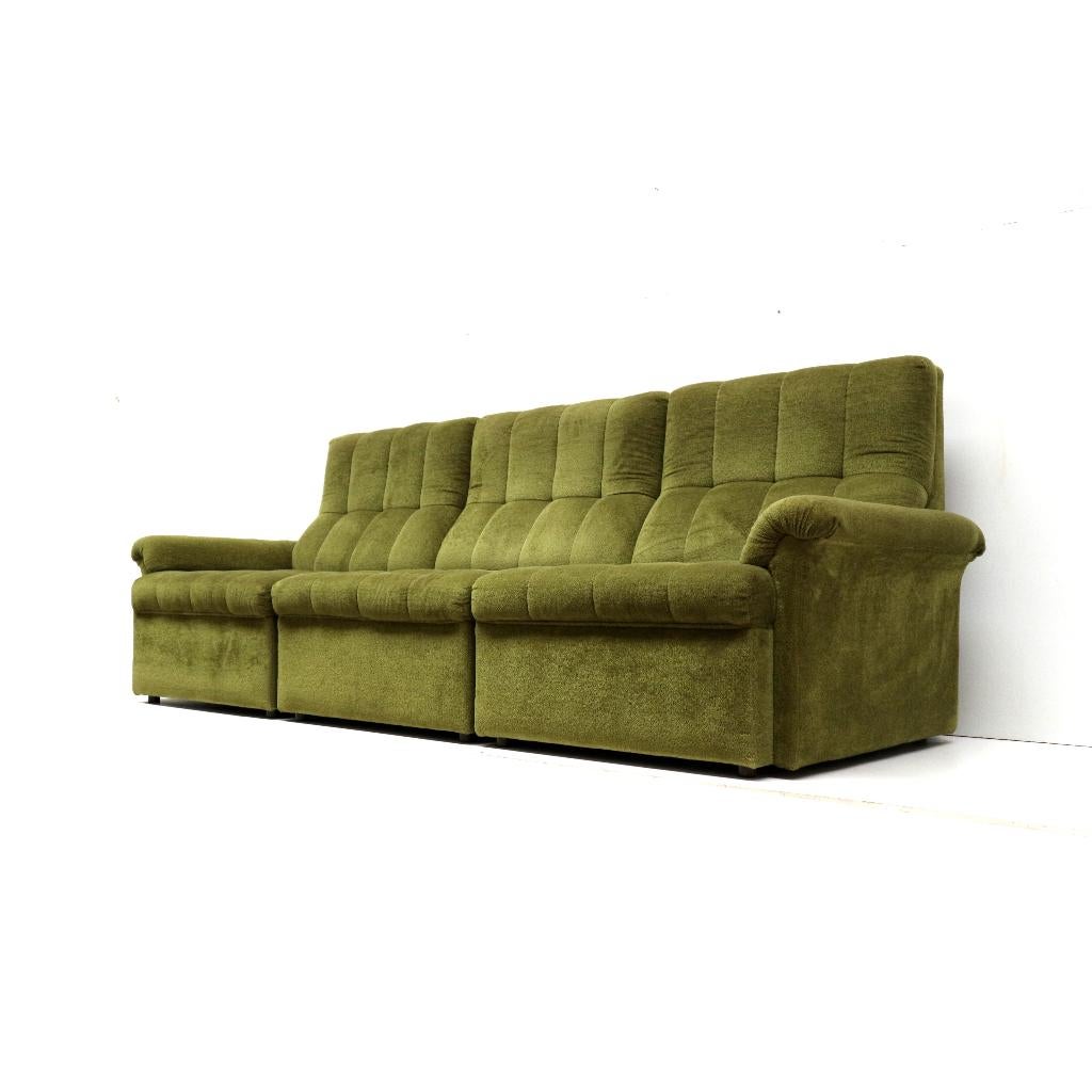 Vintage design bank groen fluweel jaren '60 '70 midcentury, Gebruikt, Verzenden, Tweepersoons, 75 tot 100 cm
