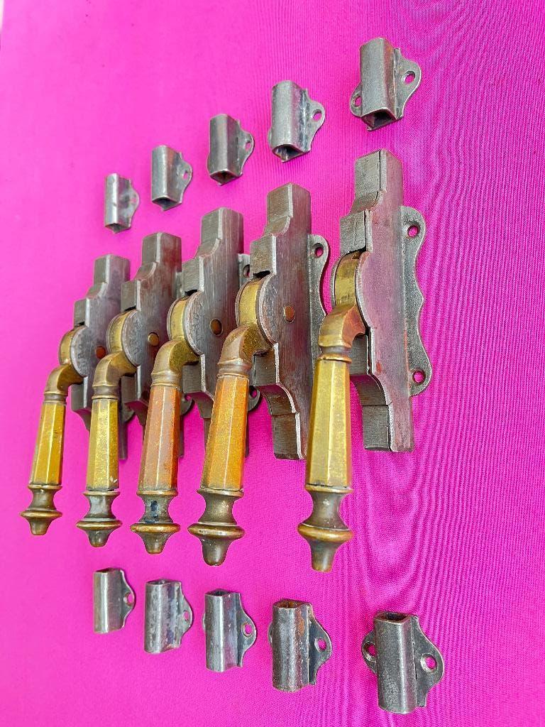 Antieke pomp espagnoletten / deur espagnolet, greep, klink, Ophalen of Verzenden