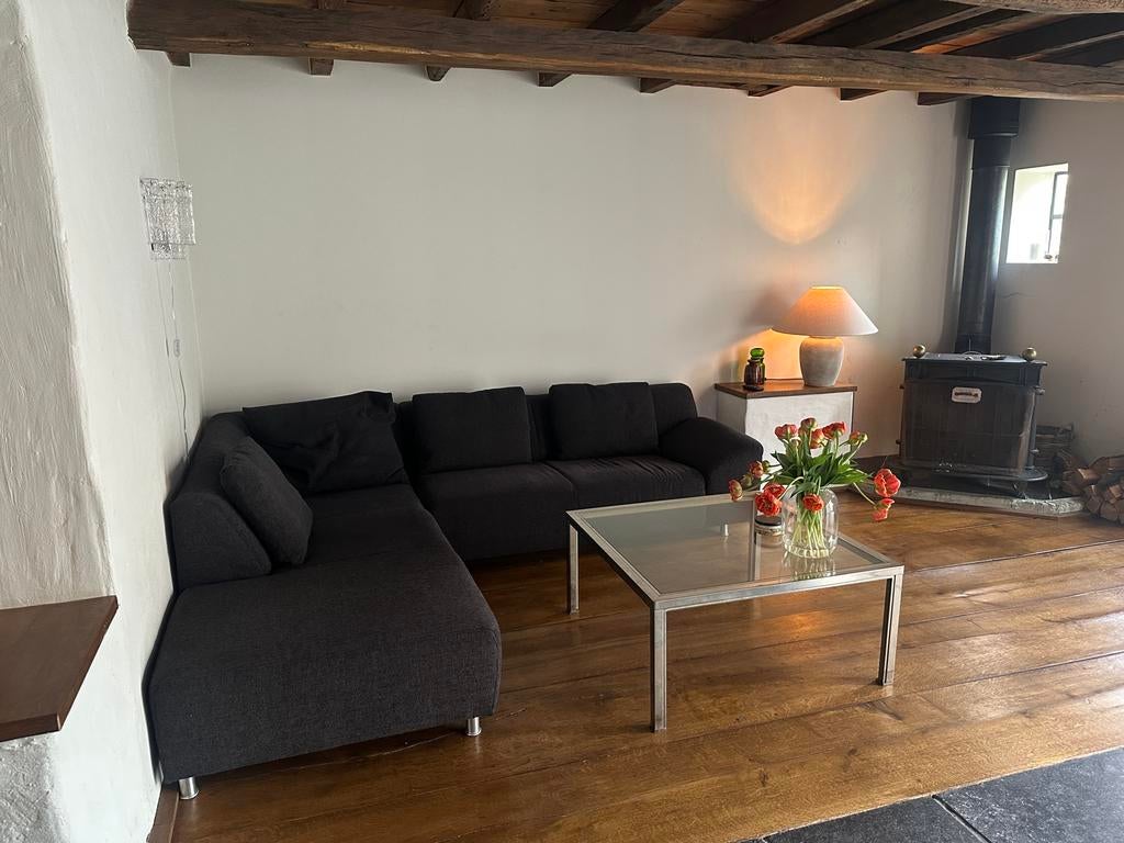 Donkergrijze hoekbank - robuust & comfortabel, Ophalen, Gebruikt, Stof