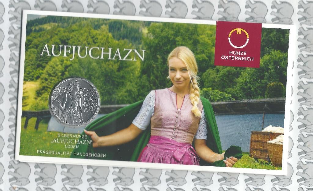 Oostenrijk 10 euro 2026 (49e)"Aufjuchazn- Loden"(zilv.blist), Ophalen of Verzenden, Oostenrijk, 10 euro, Losse munt