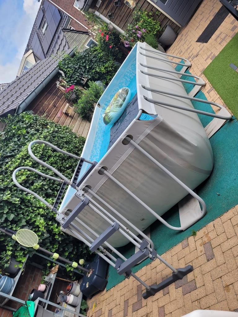 Zwembad met zandfilter, Tuin en Terras, Zwembaden, Gebruikt, Opzetzwembad, 80 tot 120 cm, 200 tot 400 cm, 200 tot 300 cm, Rechthoekig