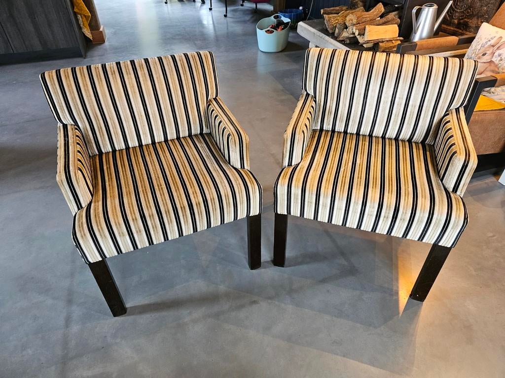 Set van 2 gestreepte eetkamerstoelen, Ophalen, Gebruikt, Twee, Overige kleuren