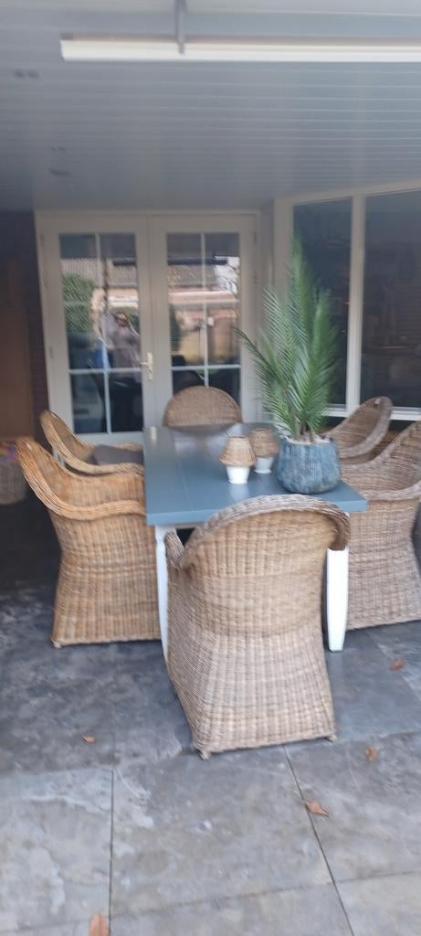 6 tuinstoelen riviera maison, Gebruikt, Rotan, 6 zitplaatsen, Ophalen of Verzenden