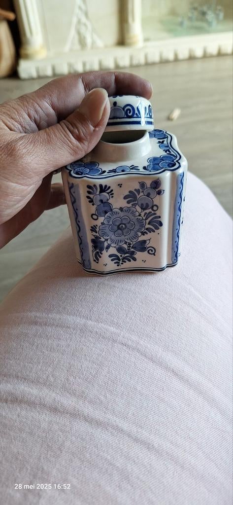 Delfts Blauw potje en glazen peer beeldje, Antiek en Kunst, Ophalen of Verzenden