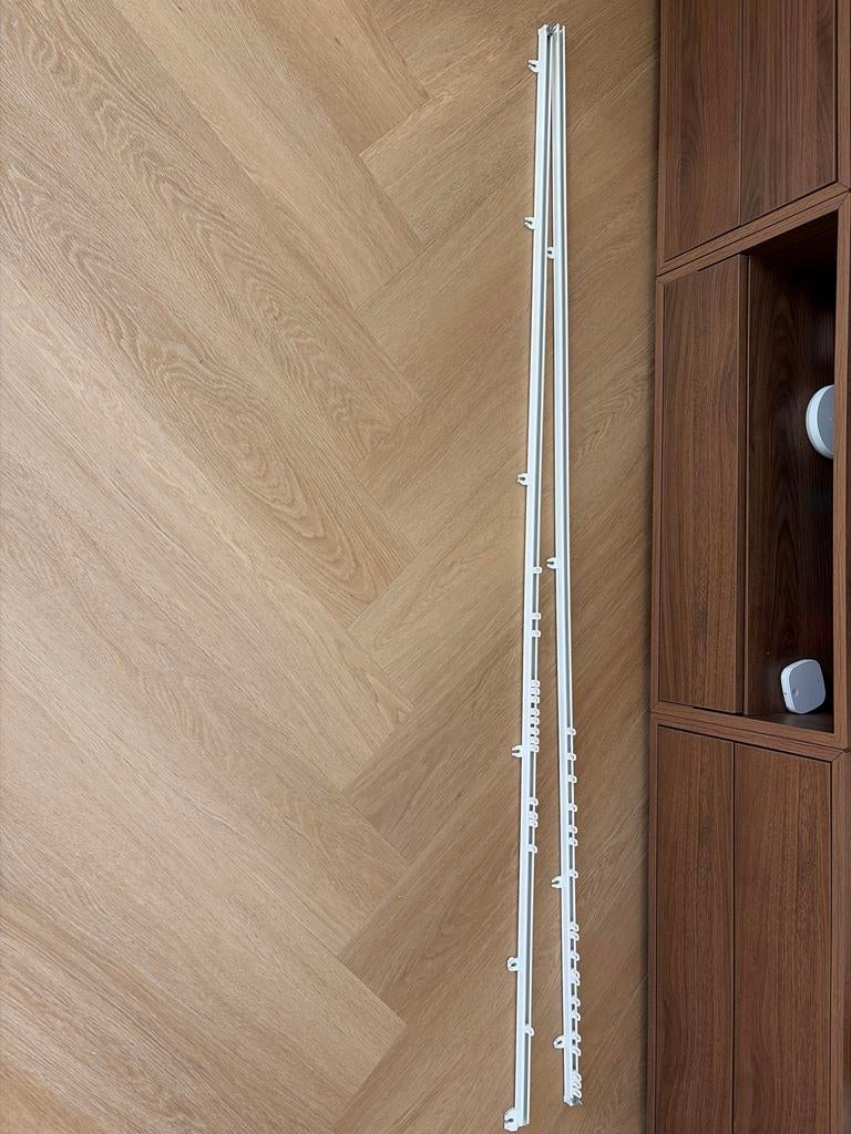 2x Gordijnrails 165cm met plafondbevestiging, Ophalen, Gebruikt, Wit, 150 tot 200 cm