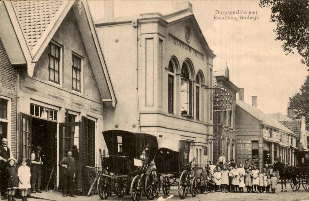 Stolwijk - Raadhuis - Dorpsgezicht, Ophalen of Verzenden, Voor 1920, Ongelopen, Zuid-Holland