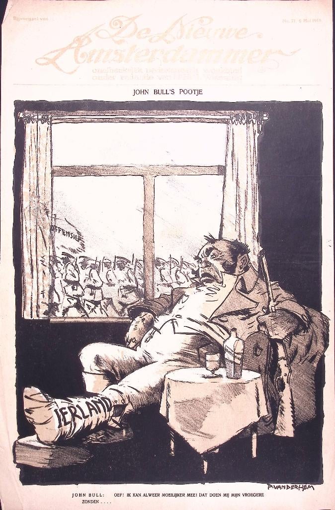 John Bull als Engeland doet niet mee met offensief op spotpr, Antiek en Kunst, Kunst | Litho's en Zeefdrukken, Ophalen