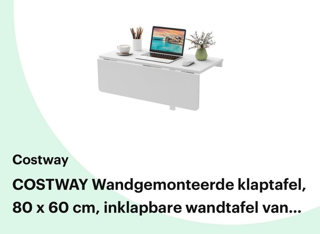 Wand klaptafel wit NIEUW!, Ophalen, Kunststof, 50 tot 100 cm, Rechthoekig