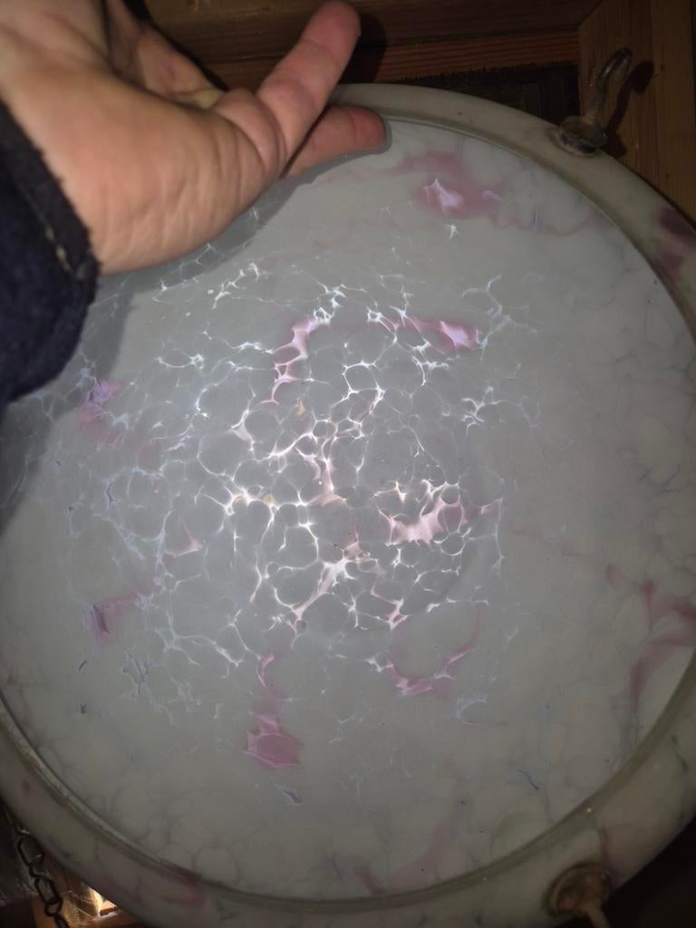 Roze gewolkt glas voor klassieke hanglamp, Ophalen